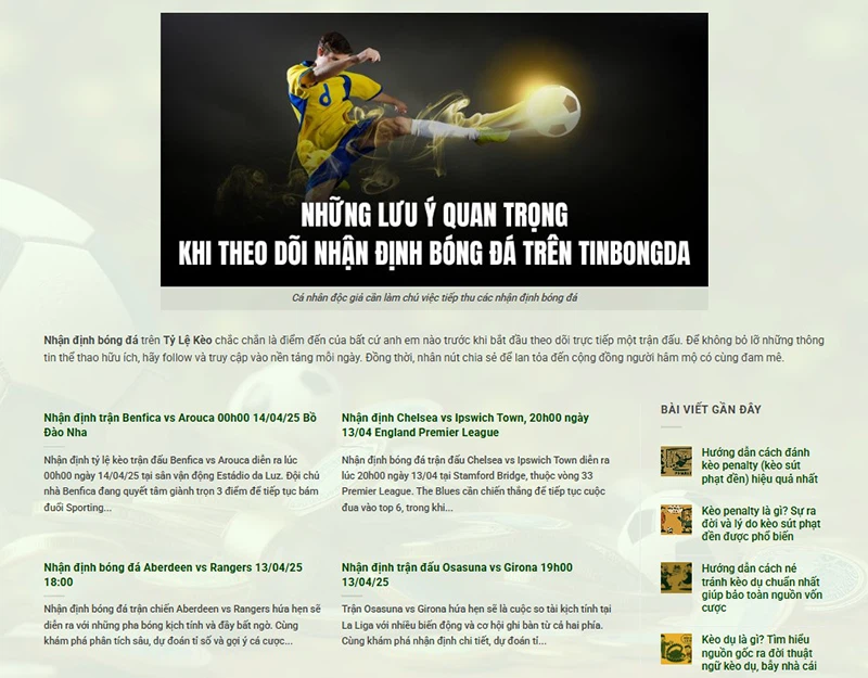 Chuyên mục Nhận định Bóng đá Hôm nay trên website TyLeKeo